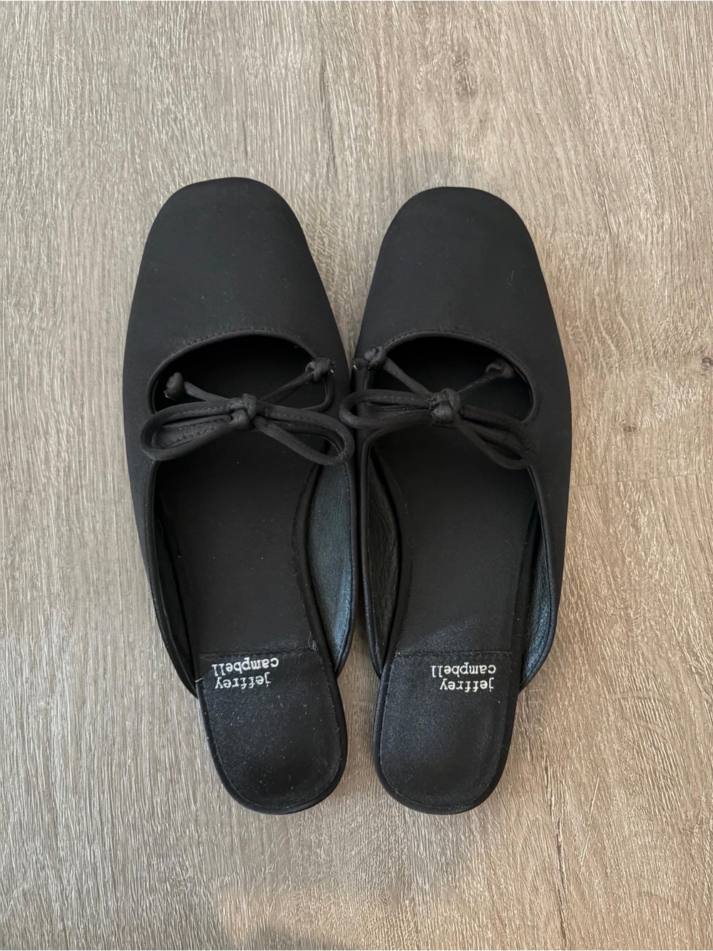 Jeffrey Campbell Black Square-Toe Bow Mules